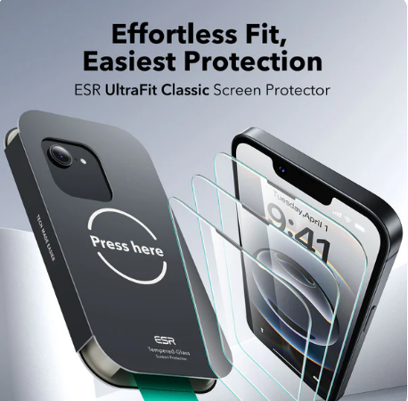 ESR Tempered Glass Screen Protector (Ultra Fit Tray) for iPhone 16e