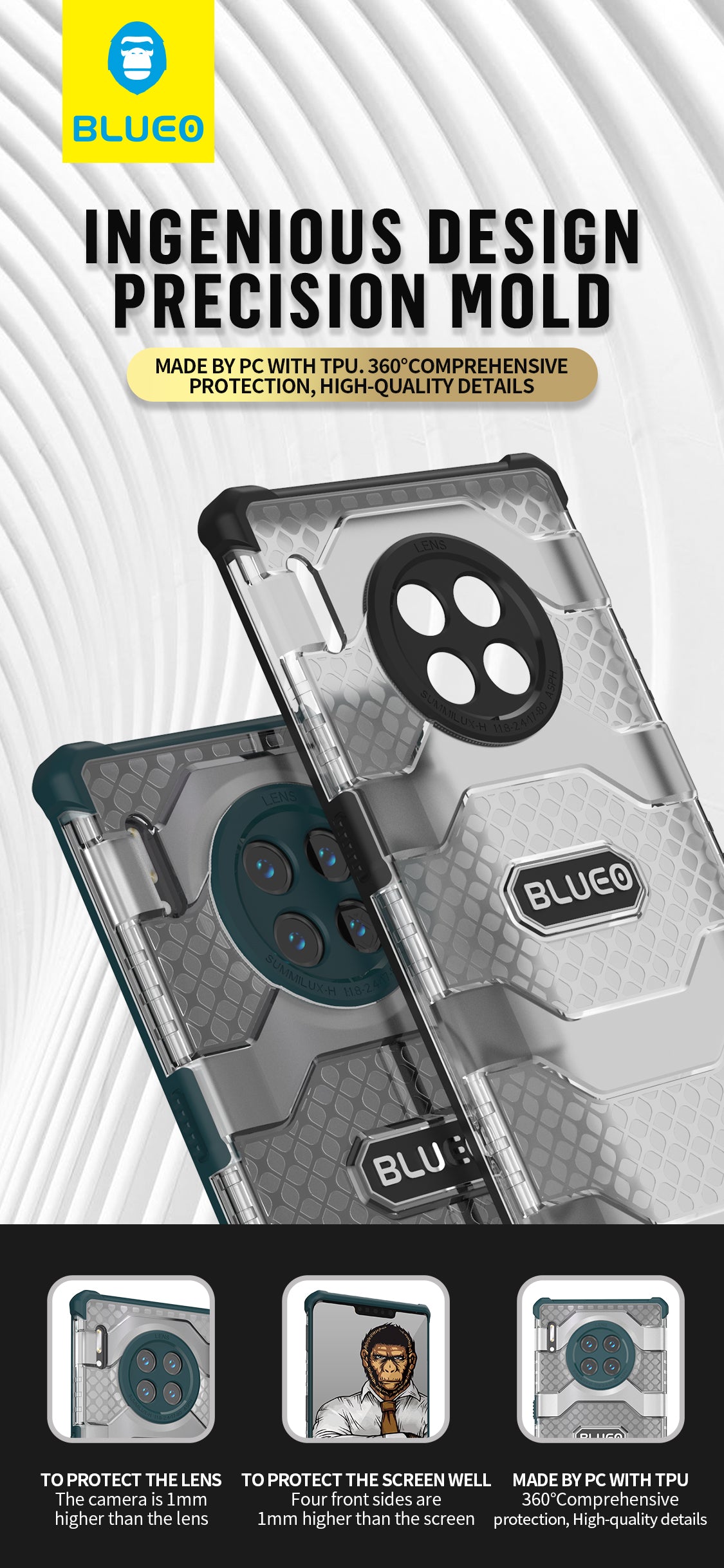 BLUEO Military Grade Drop Resistance Phone Case for Huawei