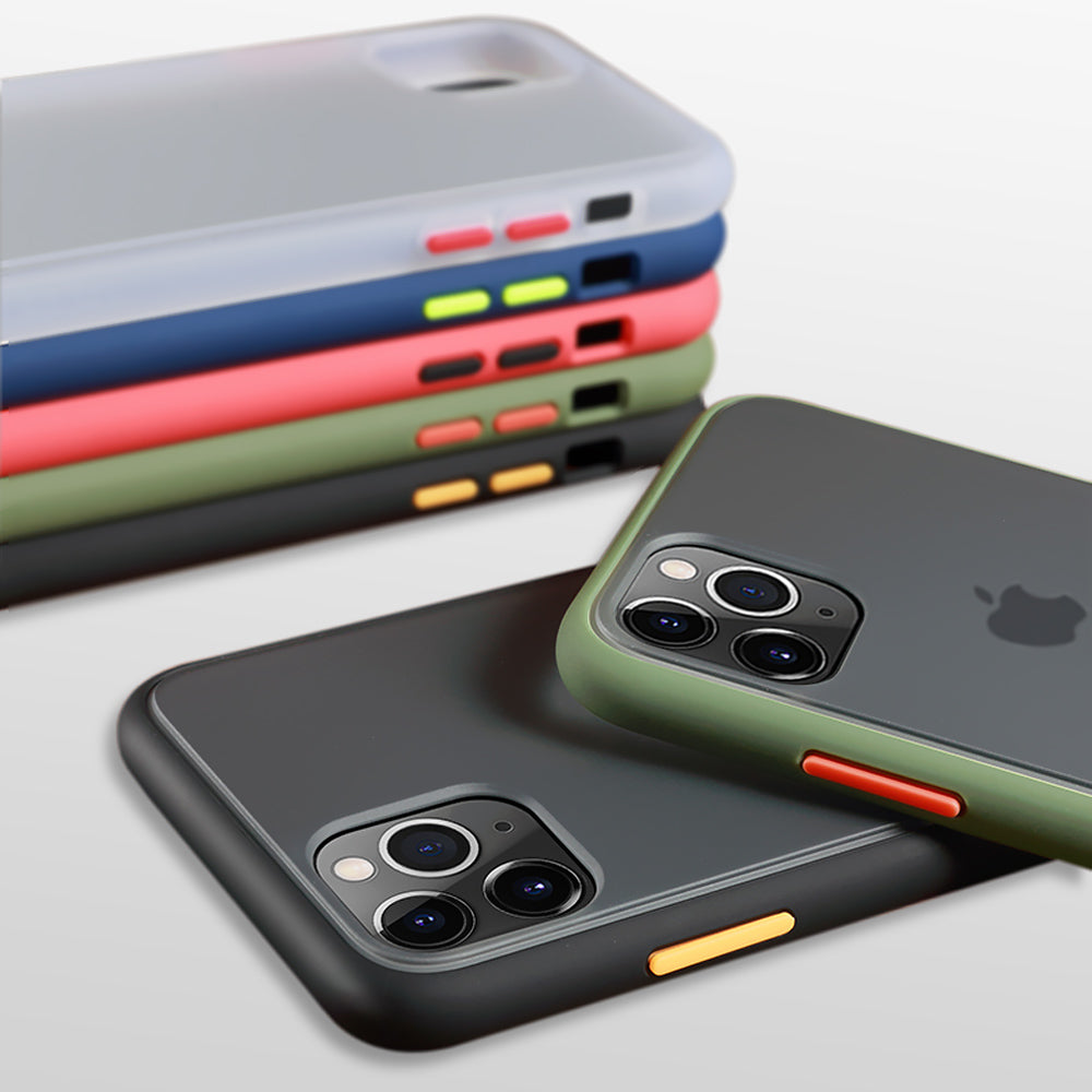 Matte Case With Colour Button For Iphone