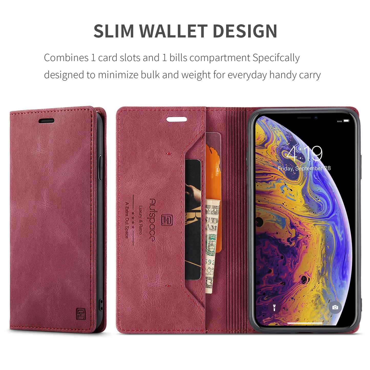 AutoSpace Wallet Leather Case for Iphone