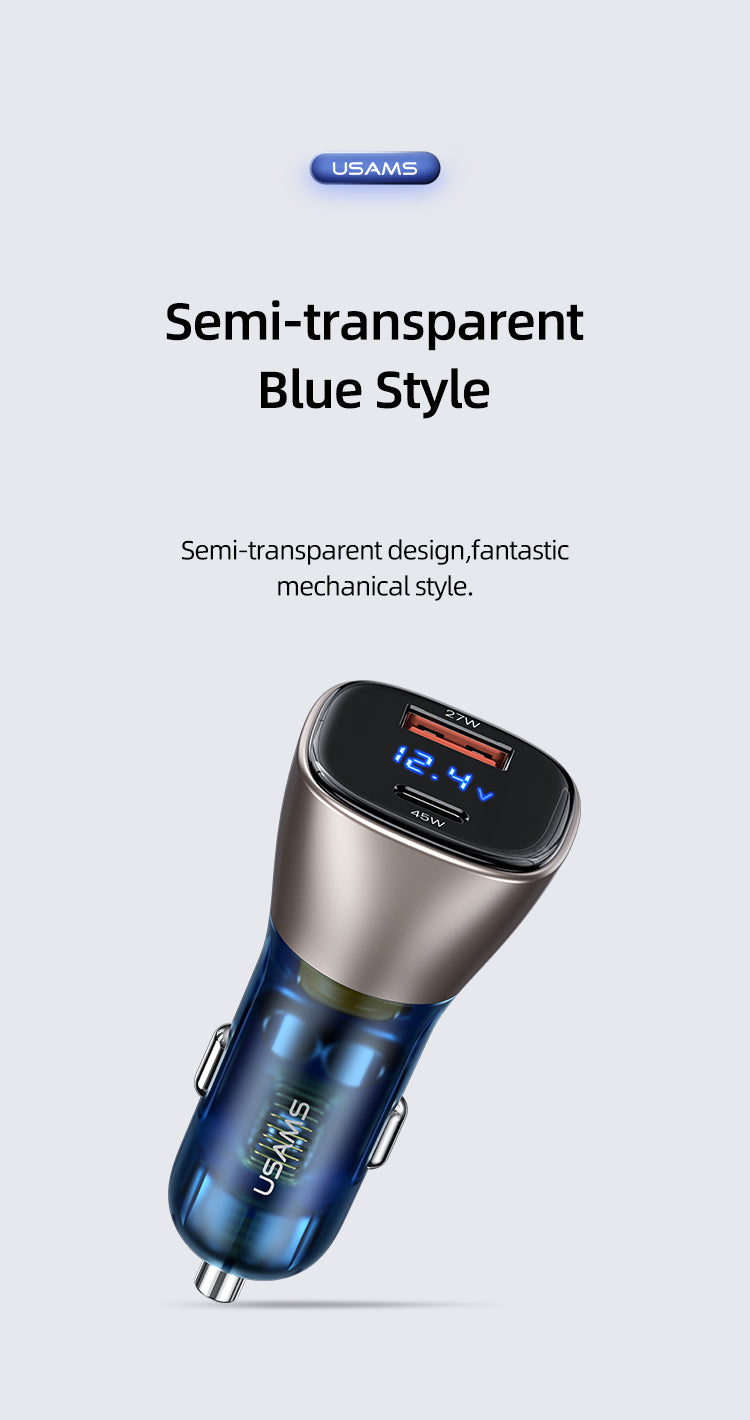 USAMS US-CC154 C29 Dual Ports Digital Display Fast Car Charger