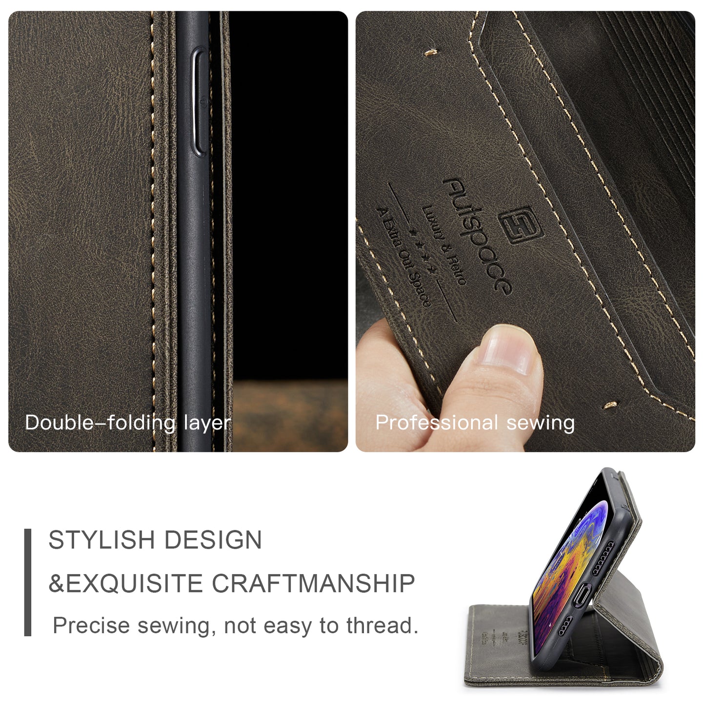 AutoSpace Wallet Leather Case for Iphone