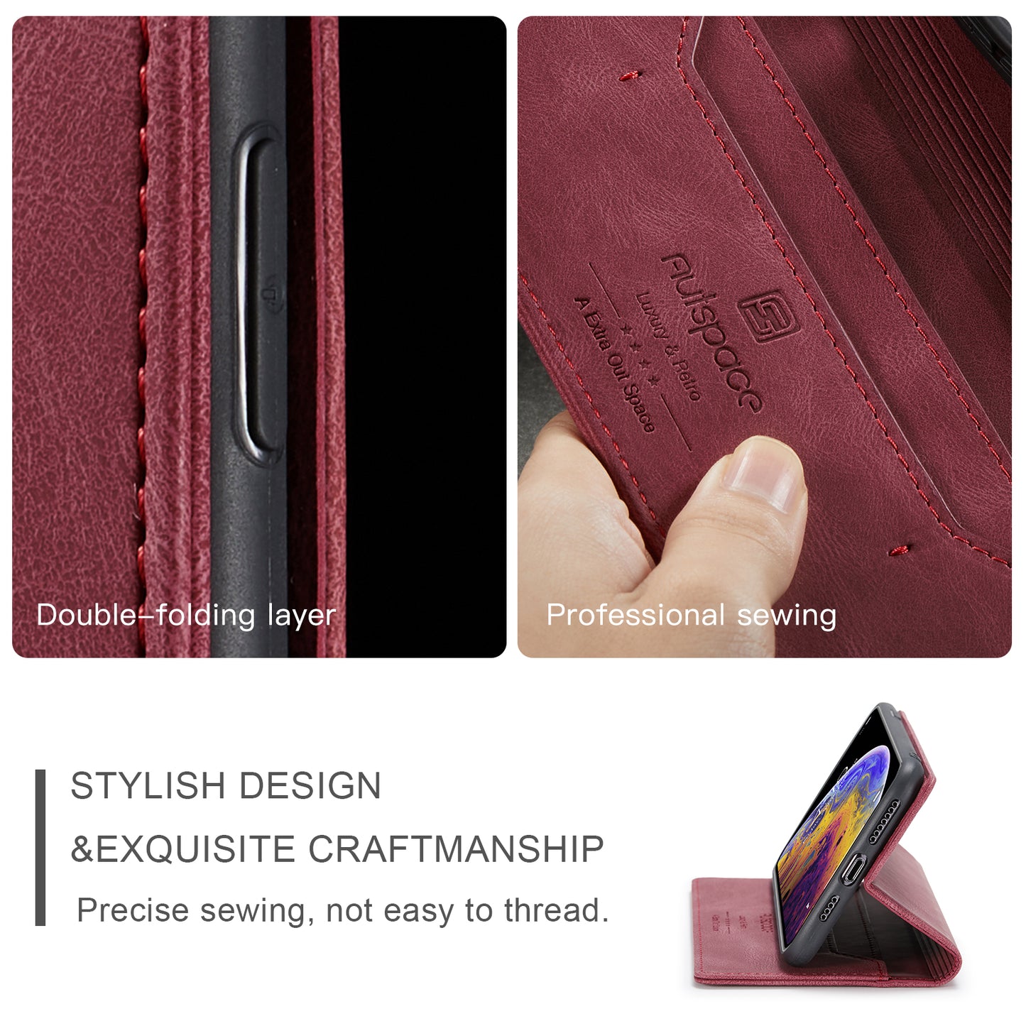 AutoSpace Wallet Leather Case for Iphone