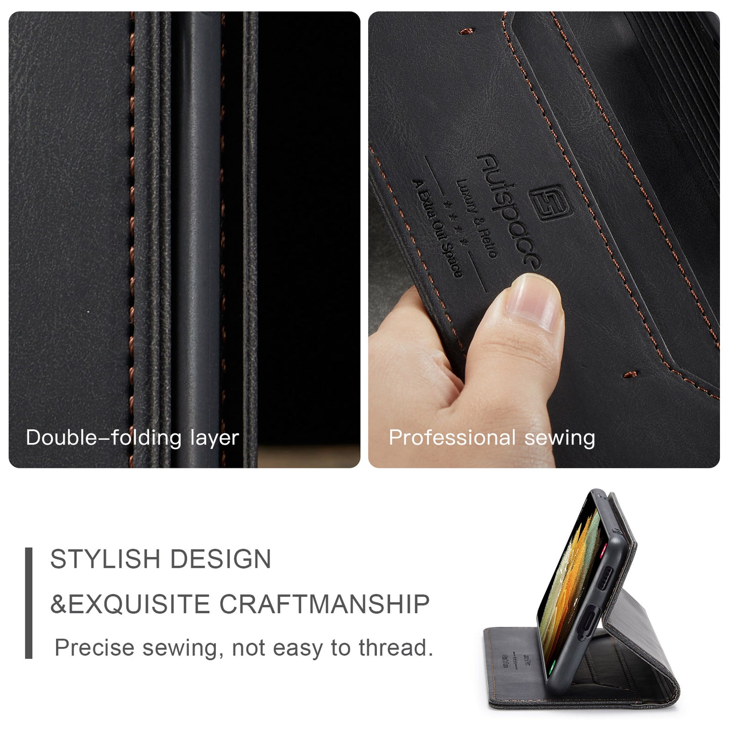 AutoSpace Wallet Leather Case for Samsung