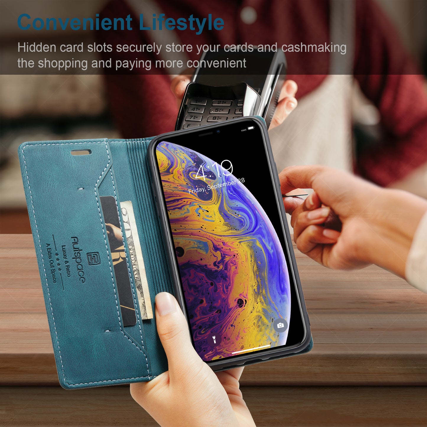 AutoSpace Wallet Leather Case for Iphone