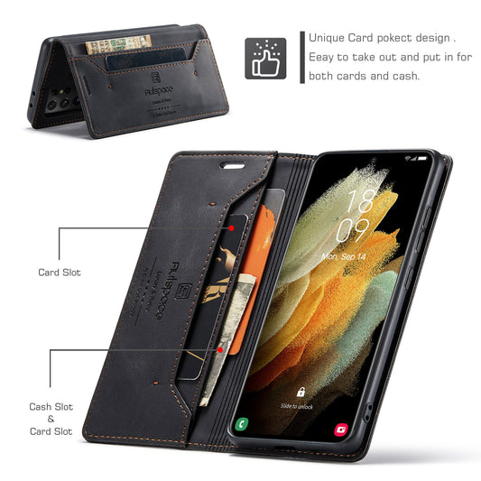 AutoSpace Wallet Leather Case for Samsung